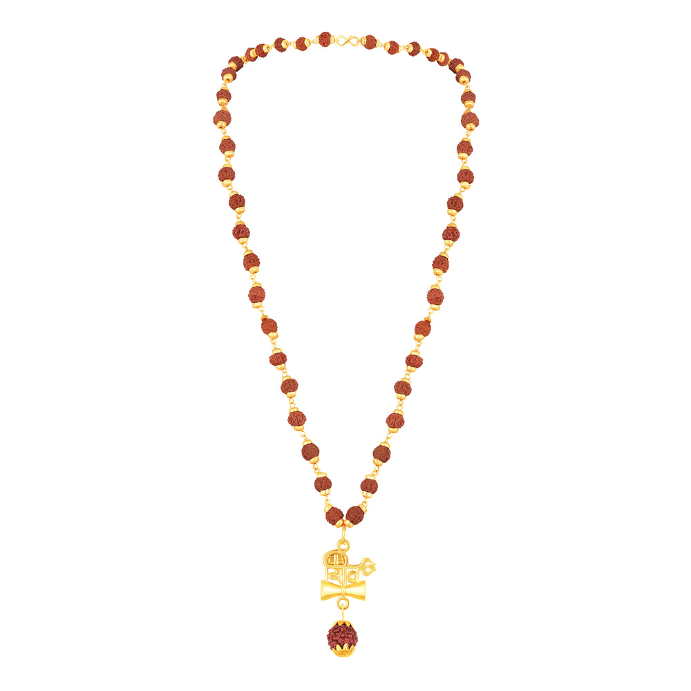 Shiva Trishul and Damaru Pendant with Mala