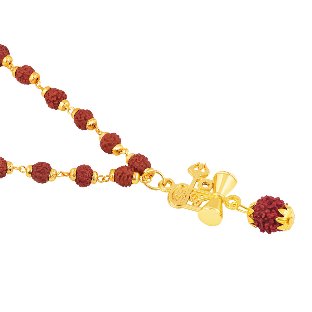 Shiva Trishul and Damaru Pendant with Mala