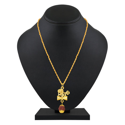 Shiva Trishul and Damroo Pendant with Chain