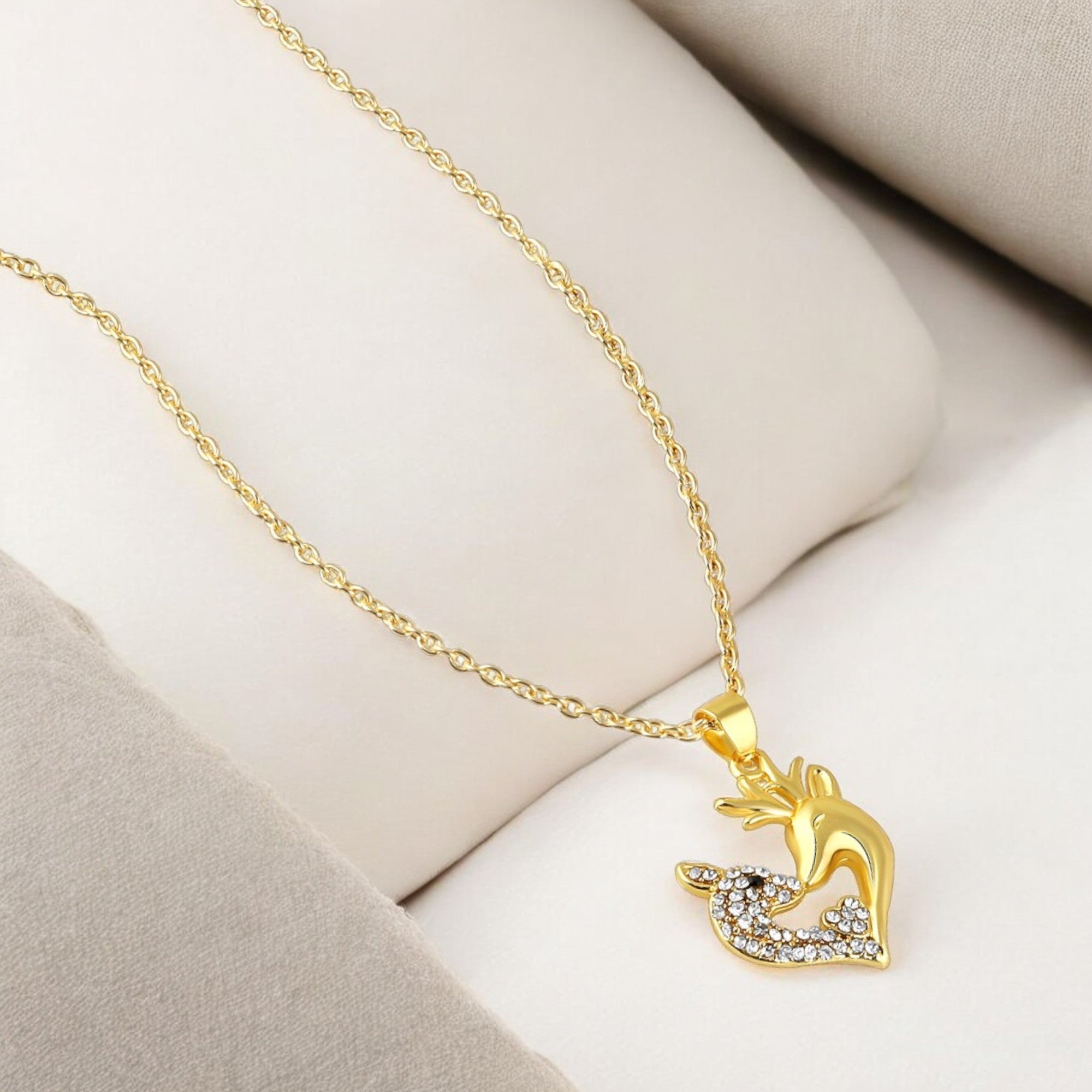 Unicorn-Shaped Heart Pendant Necklace