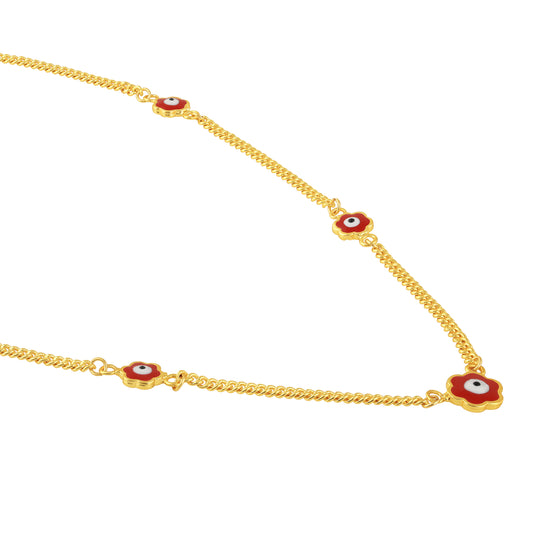 Red Evil Eye Floral Necklace