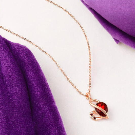 Red Crystal Heart Pendant Chain