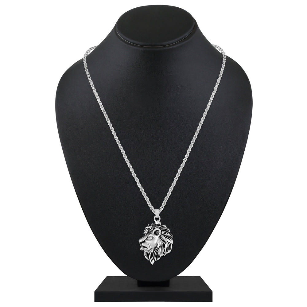 Lion-Head-Shaped Pendant with Chain
