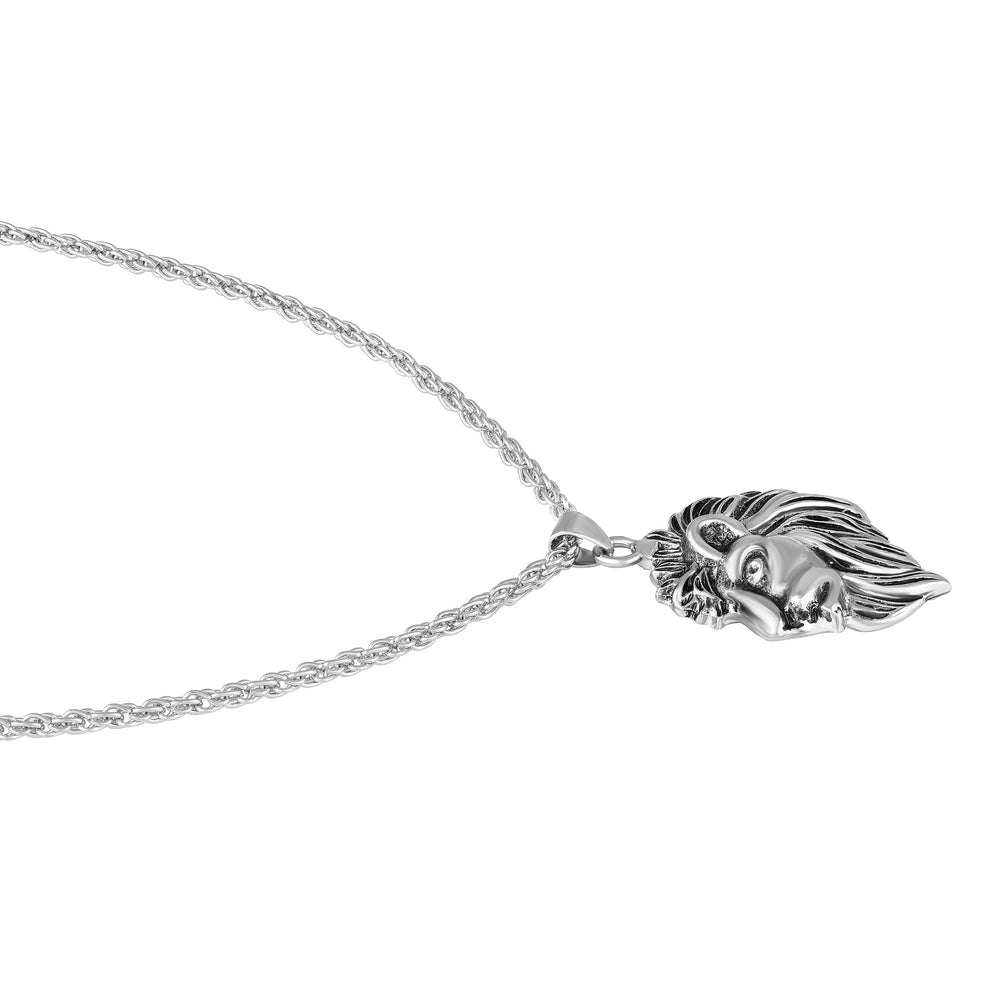 Lion-Head-Shaped Pendant with Chain