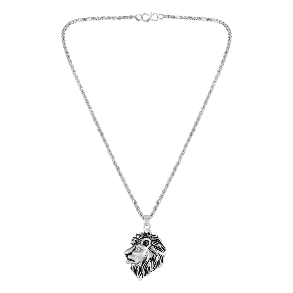 Lion-Head-Shaped Pendant with Chain