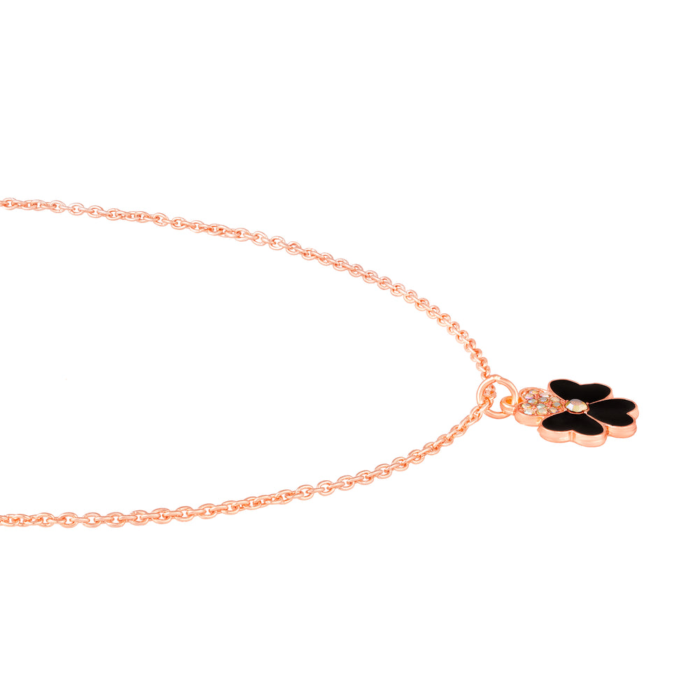 Black Meenakari Work Enamel Floral Necklace Pendant