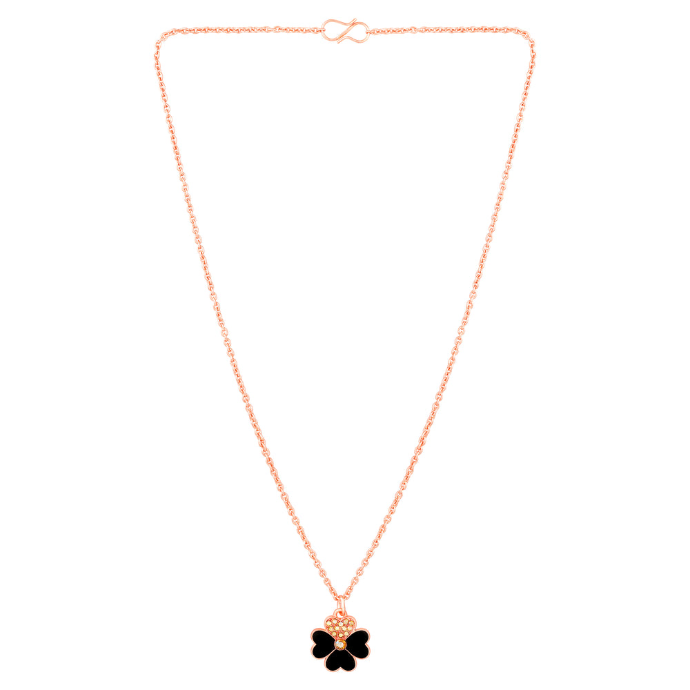 Black Meenakari Work Enamel Floral Necklace Pendant