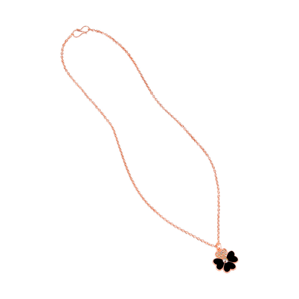Black Meenakari Work Enamel Floral Necklace Pendant