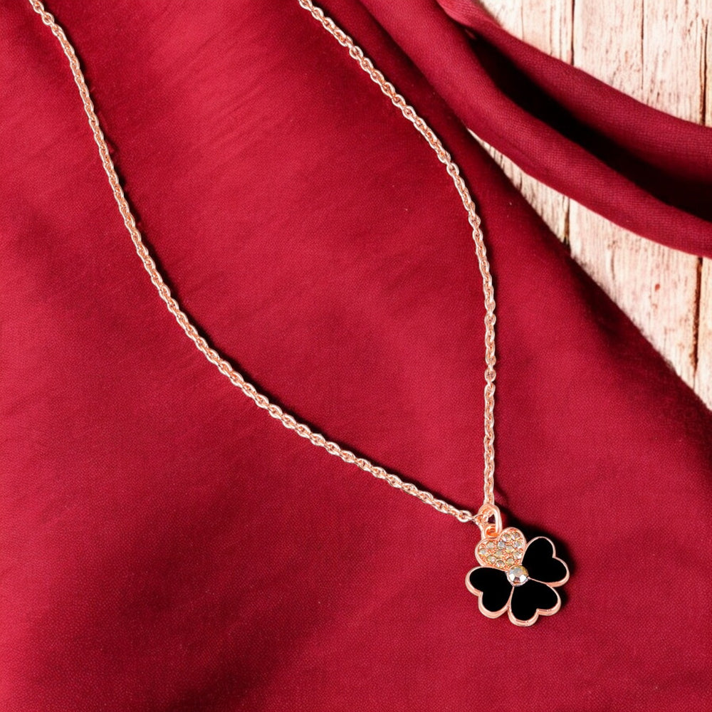 Black Meenakari Work Enamel Floral Necklace Pendant