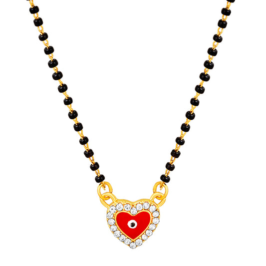 Red Heart and Evil Eye Mangalsutra Necklace