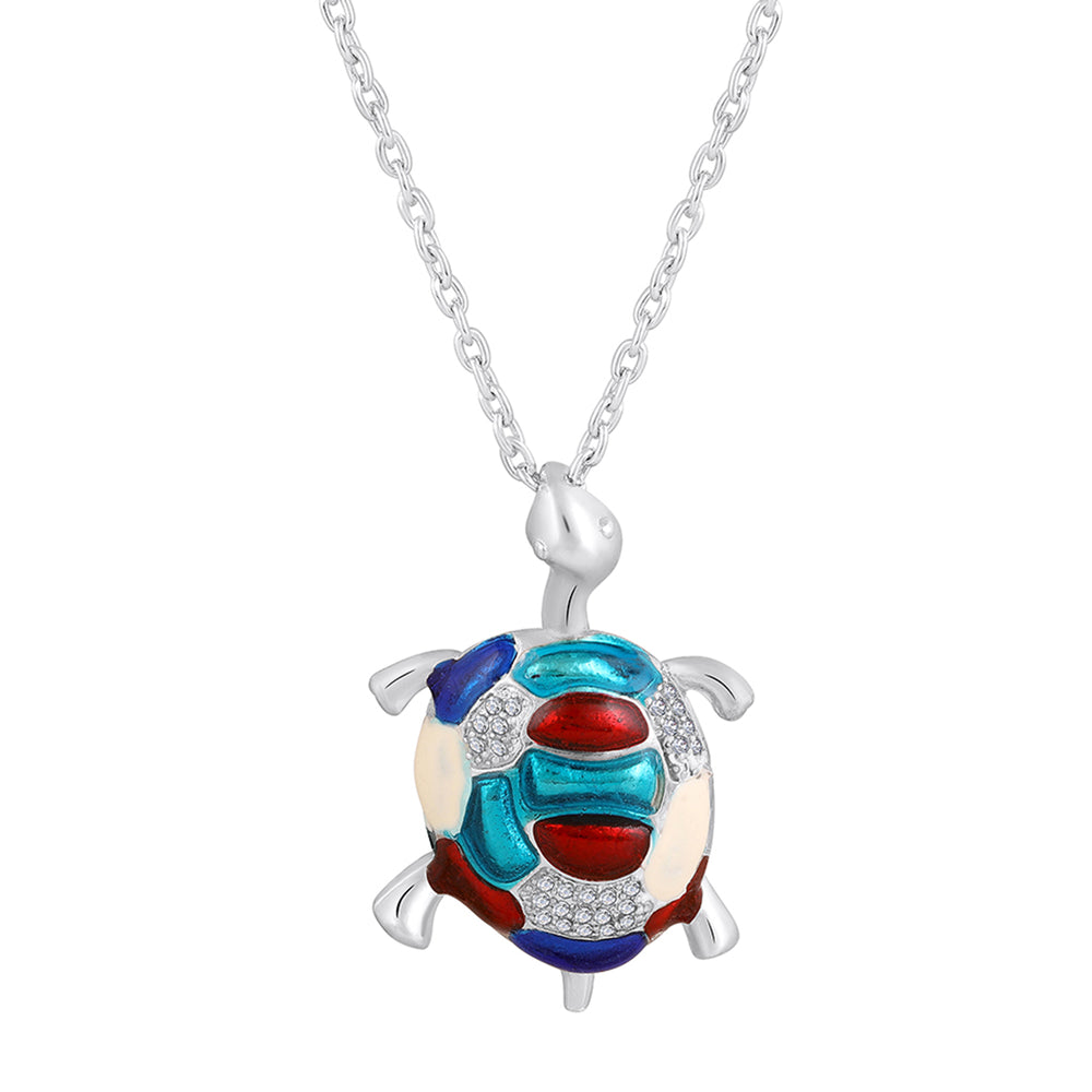 Colorful Meenakari Work Tortoise-Shaped Pendant Necklace