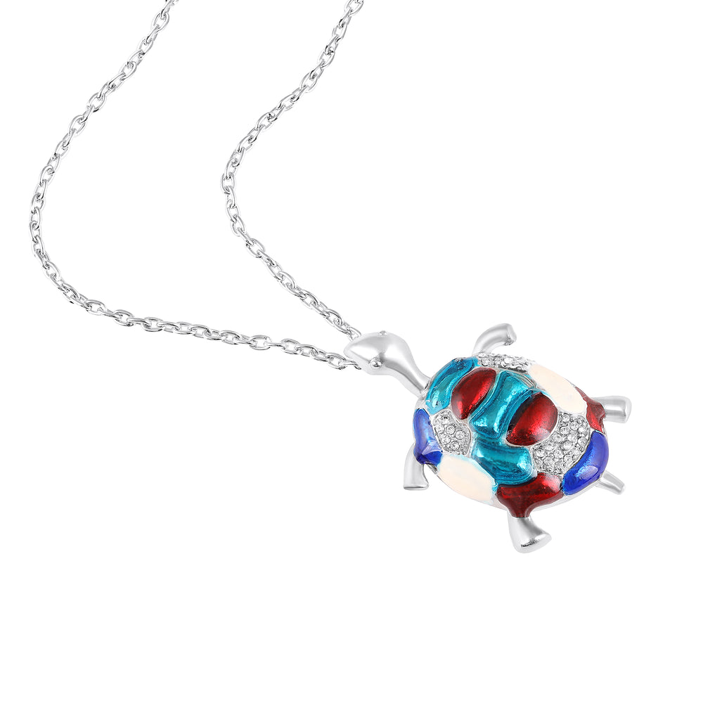 Colorful Meenakari Work Tortoise-Shaped Pendant Necklace