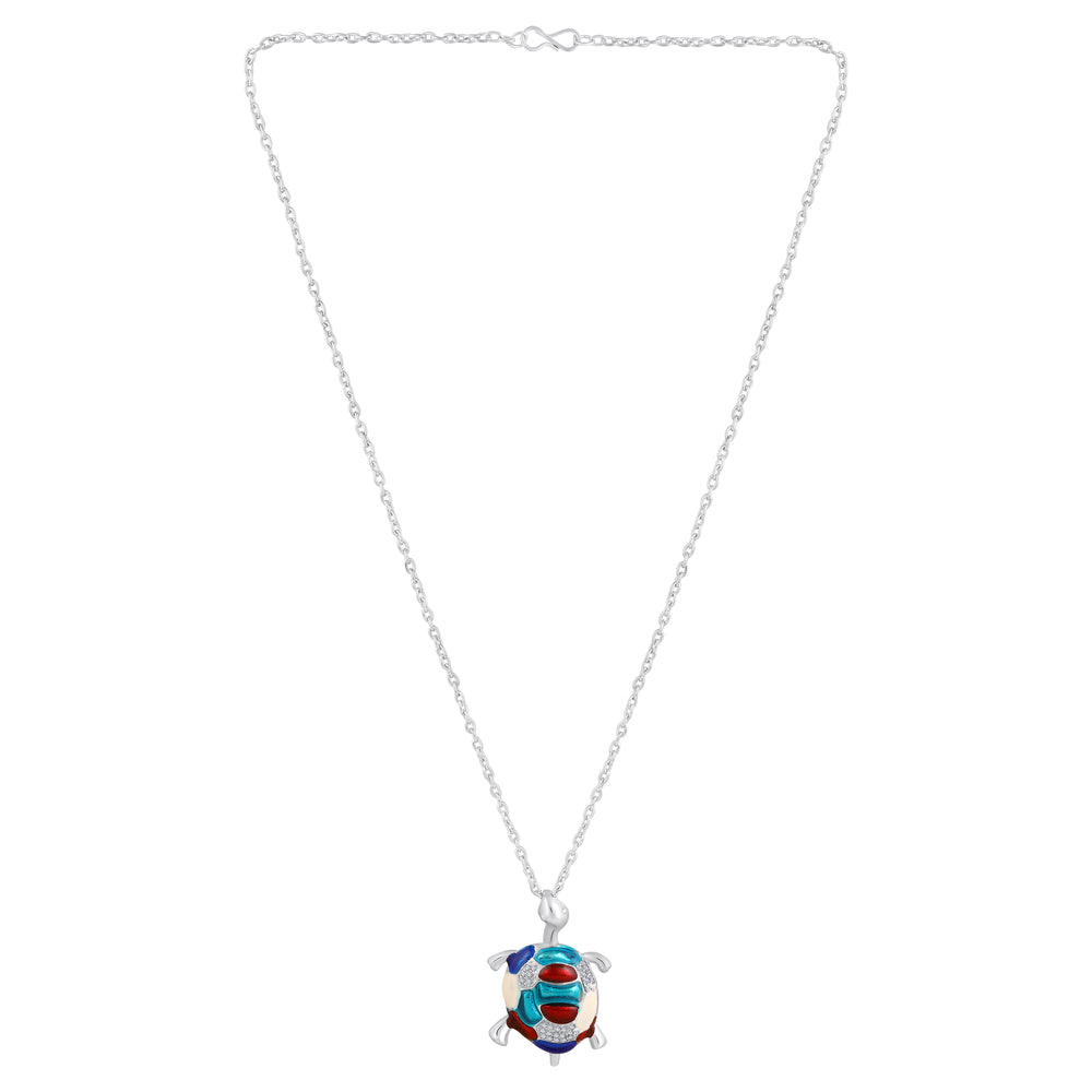 Colorful Meenakari Work Tortoise-Shaped Pendant Necklace