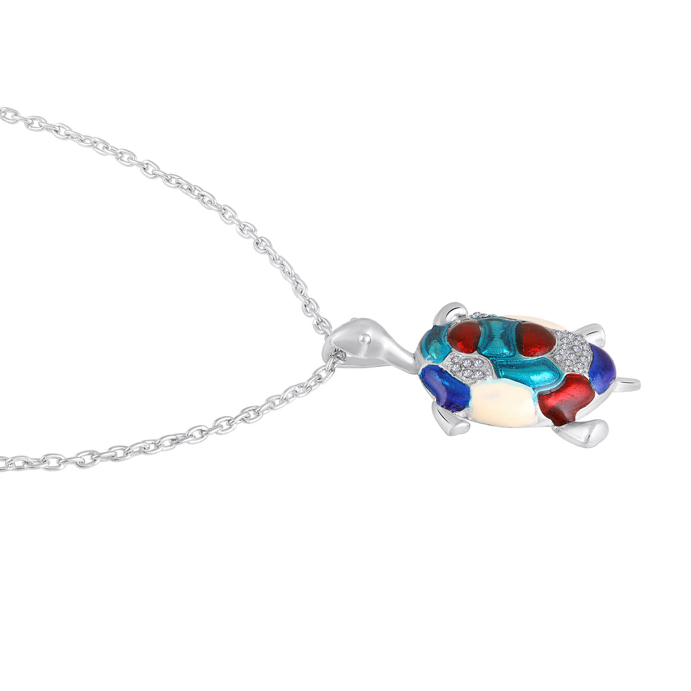 Colorful Meenakari Work Tortoise-Shaped Pendant Necklace