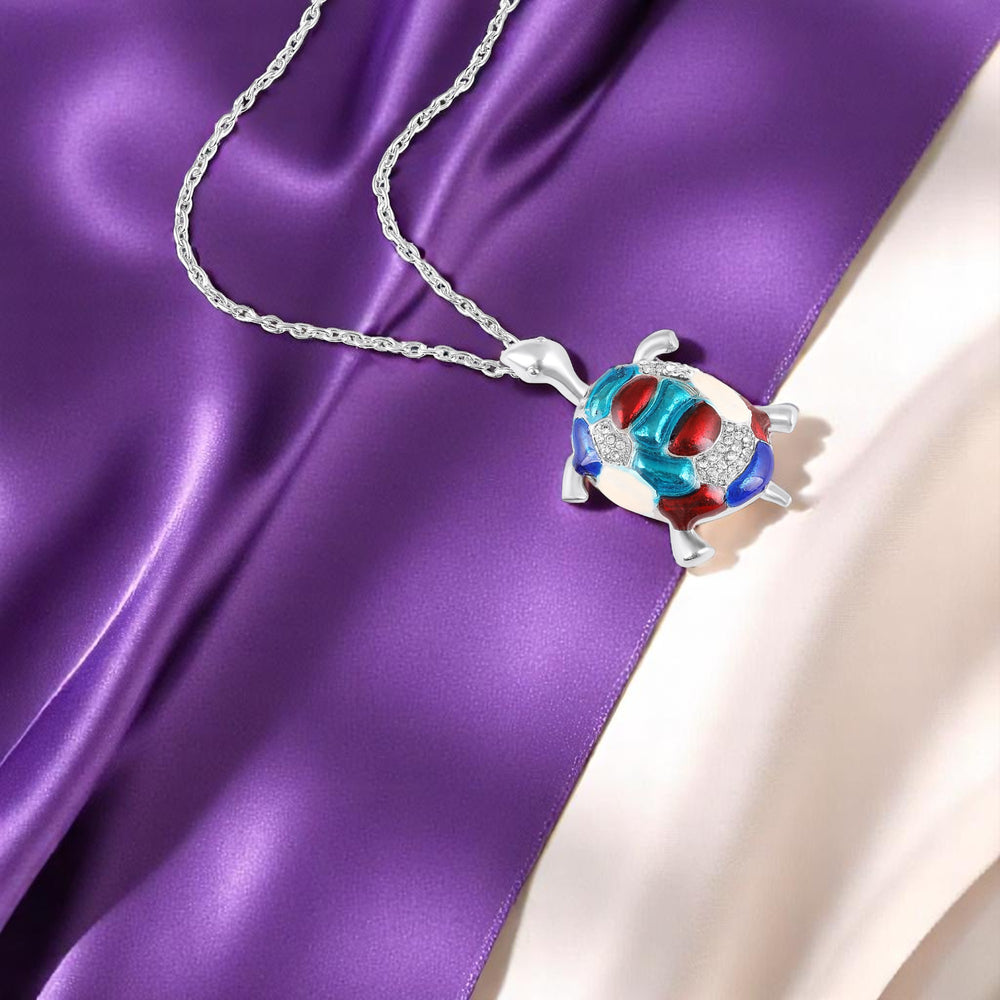 Colorful Meenakari Work Tortoise-Shaped Pendant Necklace