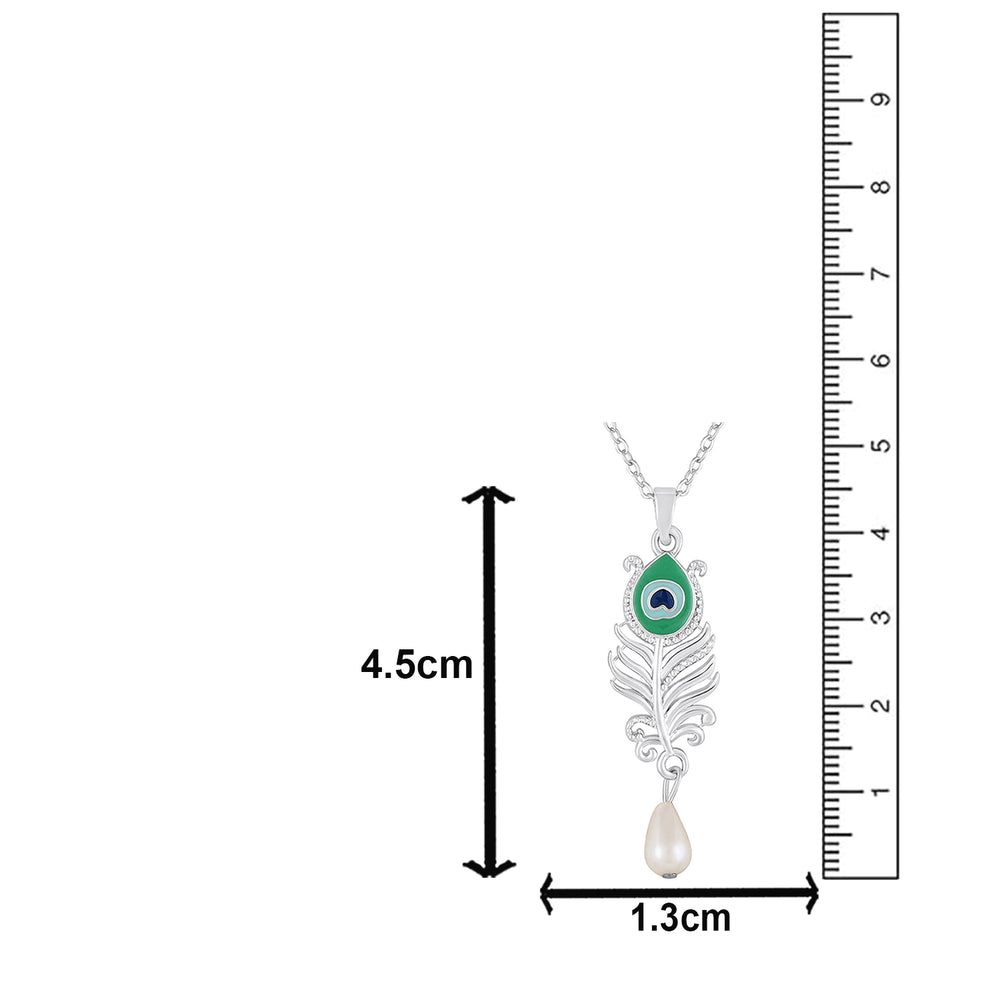Peacock-Feather-Shaped Meenakari Work Pendant Necklace