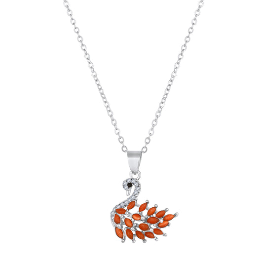Monalisa Catseye Stone Swan Pendant Necklace