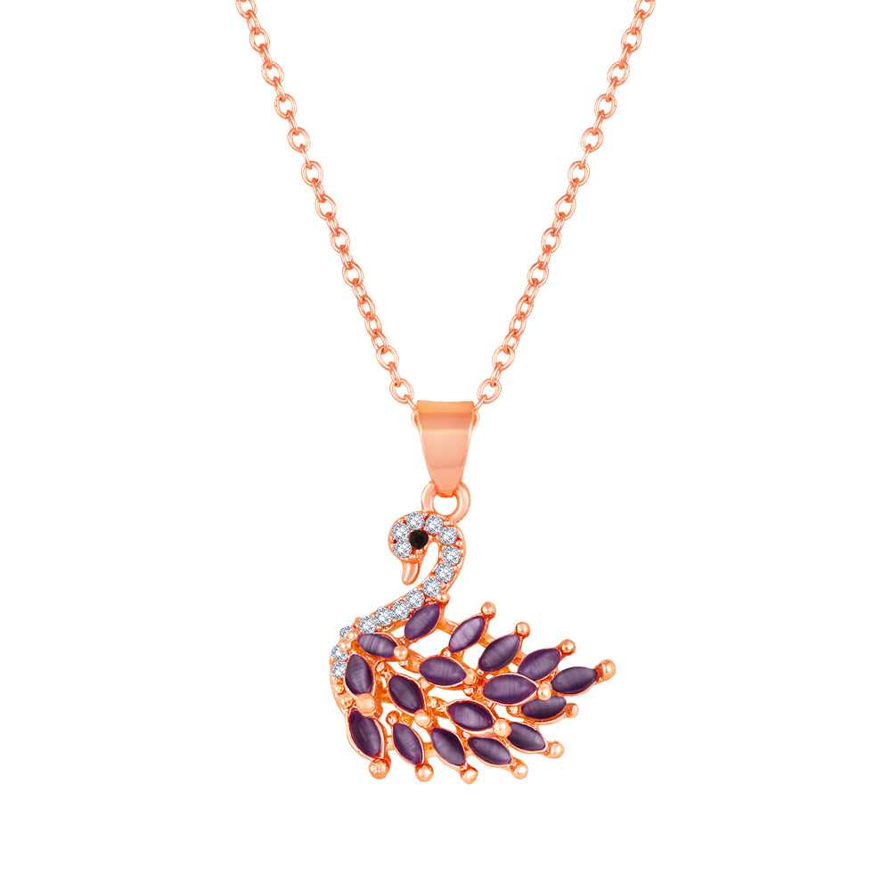 Monalisa Catseye Stone Swan Pendant Necklace