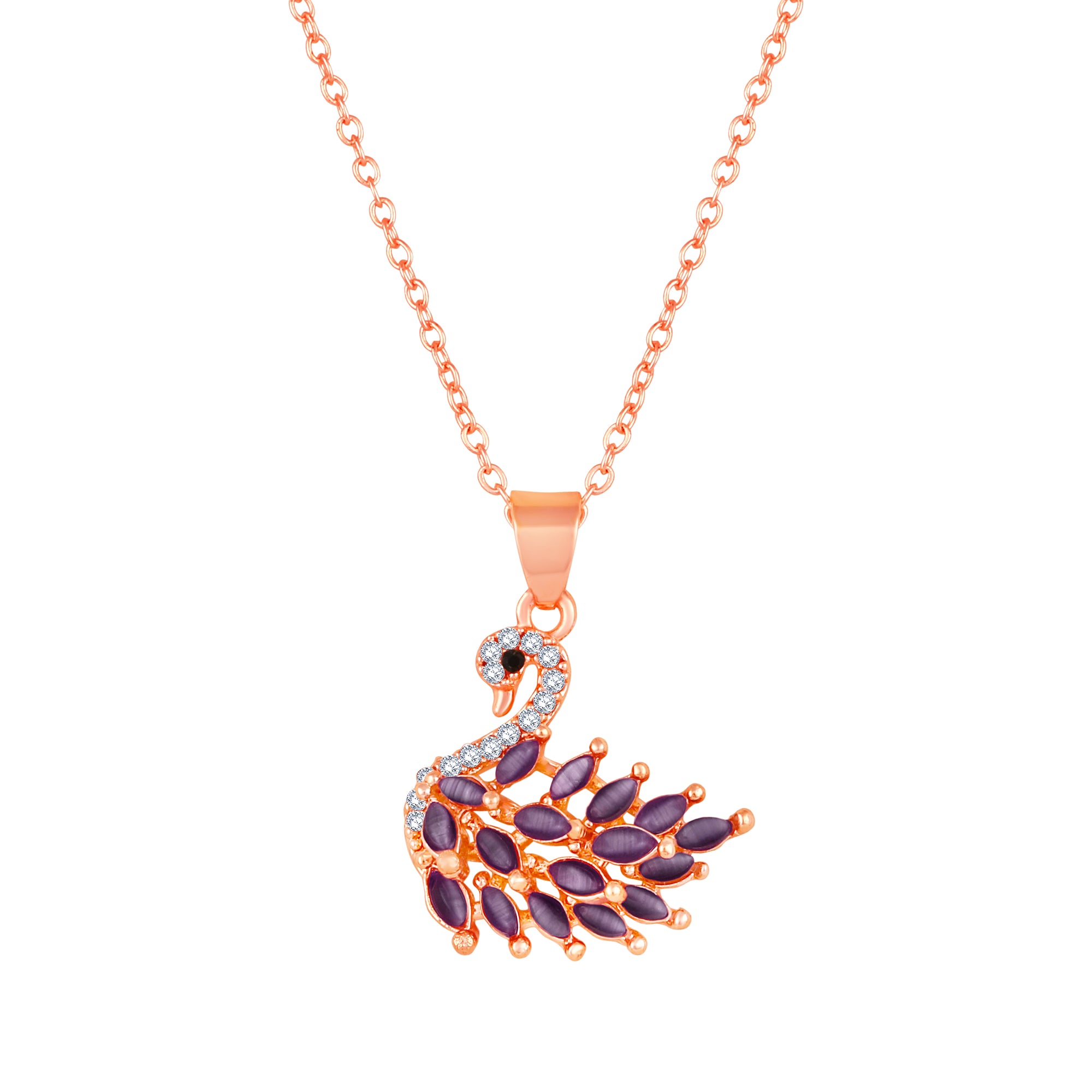 Monalisa Catseye Stone Swan Pendant Necklace