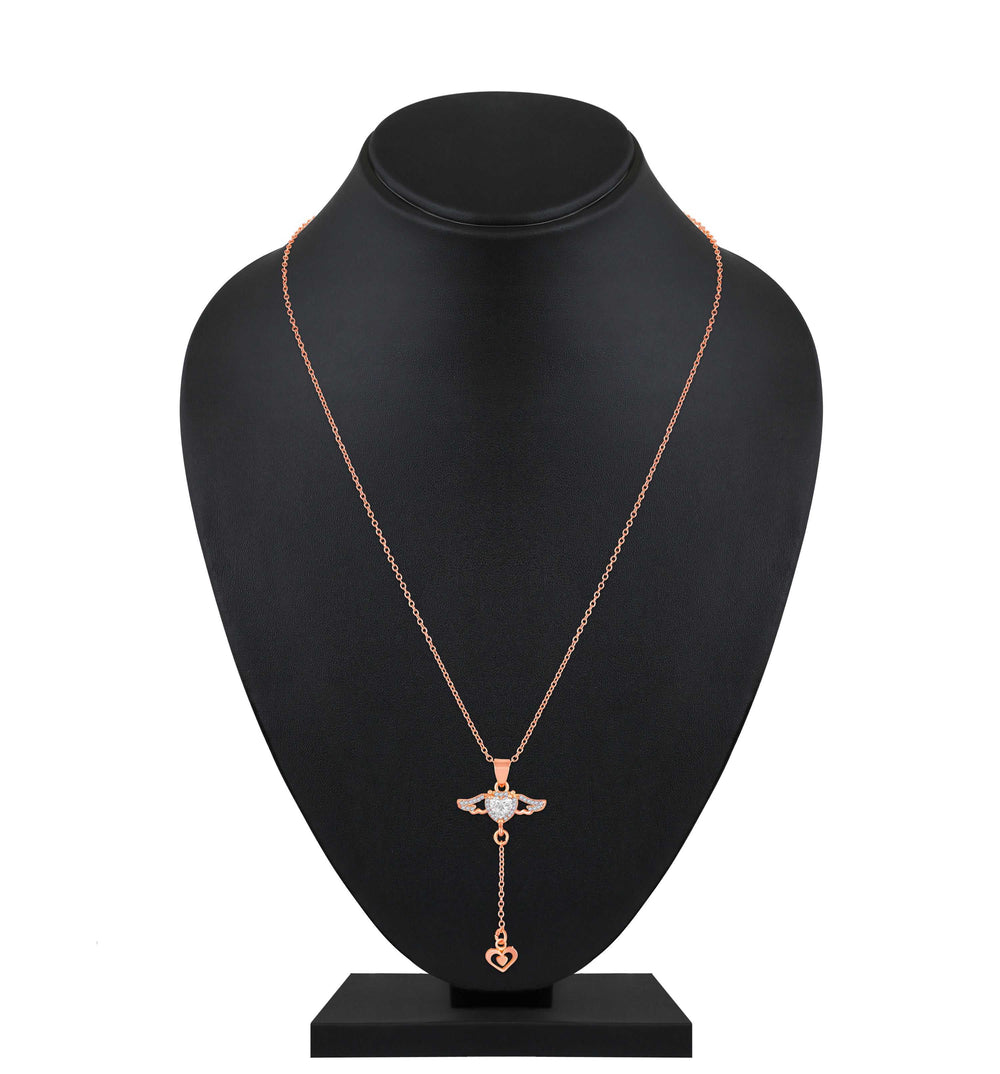 Dual Heart and Angel Wings-Shaped Necklace Pendant