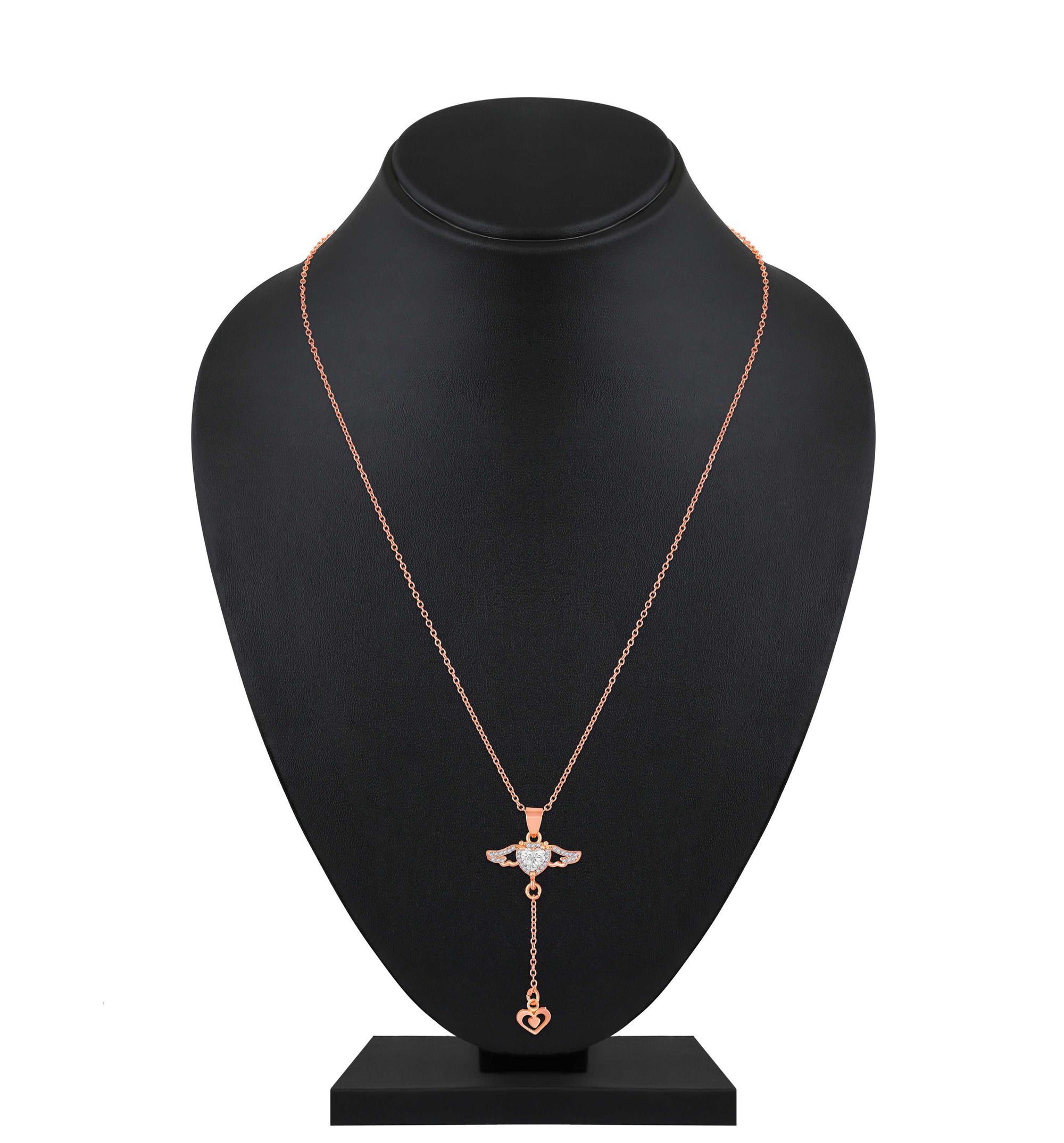 Dual Heart and Angel Wings-Shaped Necklace Pendant