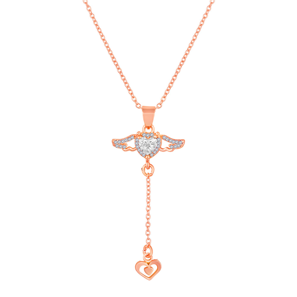 Dual Heart and Angel Wings-Shaped Necklace Pendant