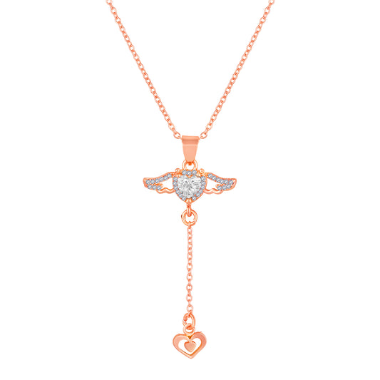 Dual Heart and Angel Wings-Shaped Necklace Pendant