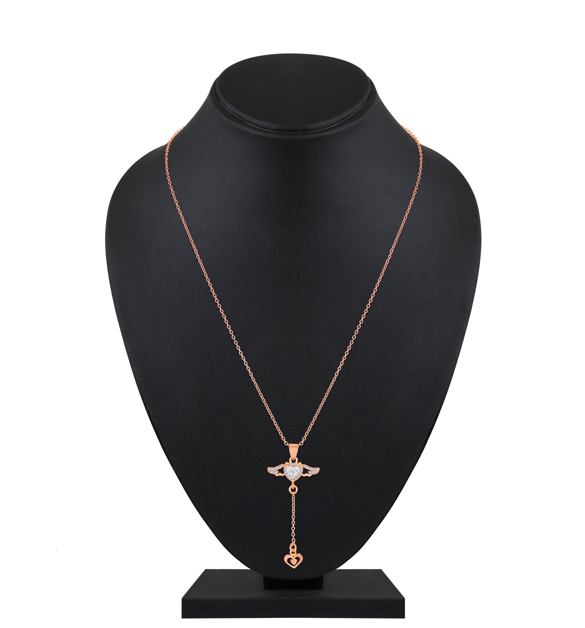 Dual Heart and Angel Wings-Shaped Necklace Pendant