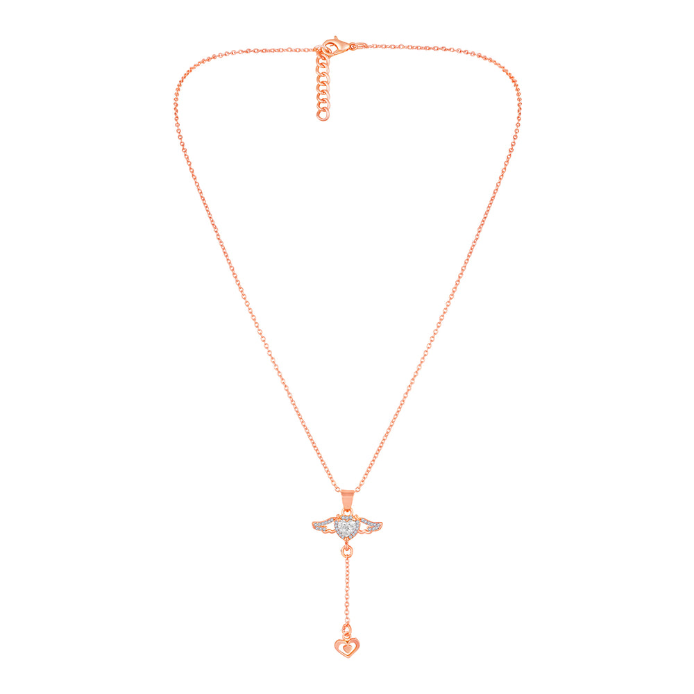 Dual Heart and Angel Wings-Shaped Necklace Pendant