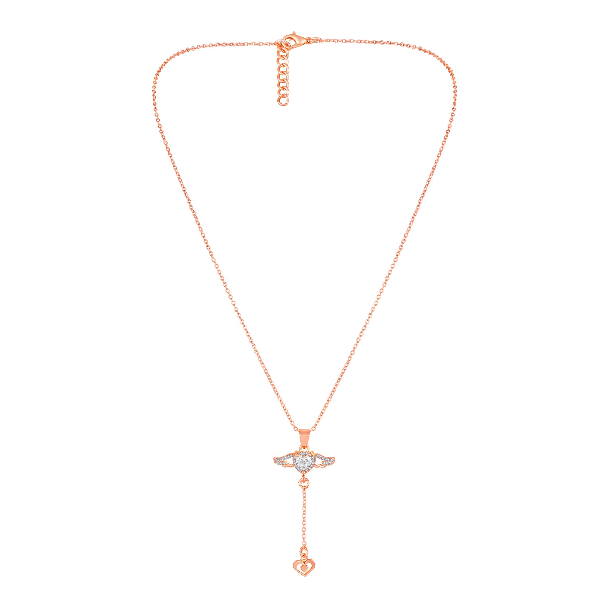 Dual Heart and Angel Wings-Shaped Necklace Pendant