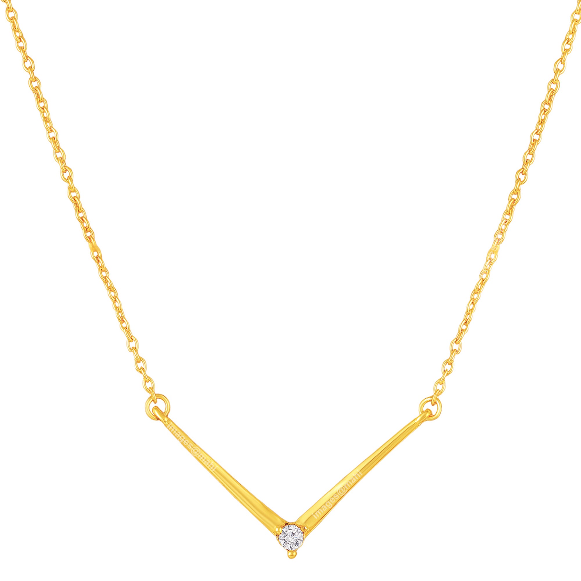 Minimalist V-Shape Pendant Necklace with White And Pink Crystal