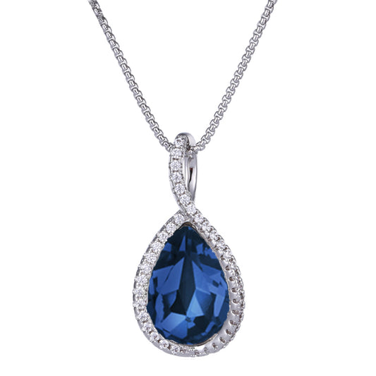 Valentine Collection Montana Blue Solitaire Cubic Zirconia Pendant