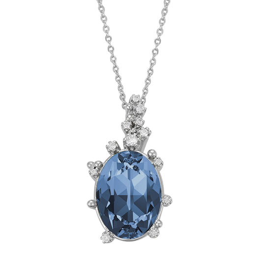 Exquisite Valentine Solitaire Montana Blue Swarovski Crystal Pendant