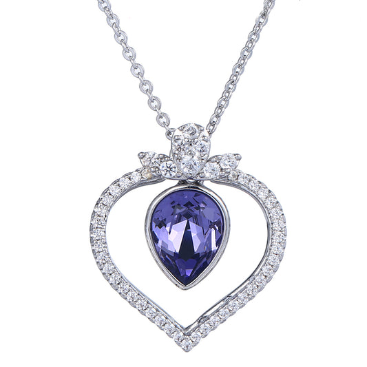 Valentine Blue Solitaire Swarovski Crystal Pendant