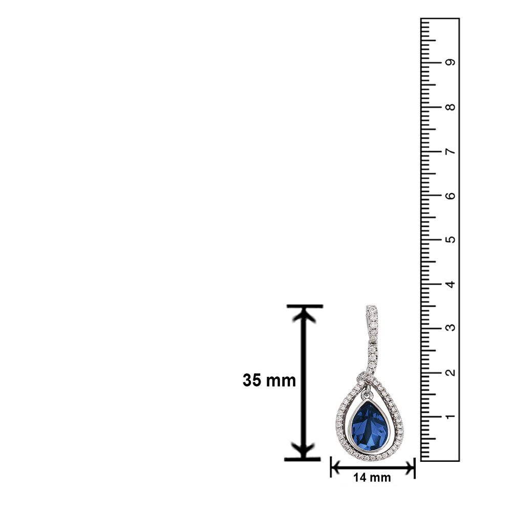 Valentine Tear Drop Montana Blue Cubic Zirconia Pendant