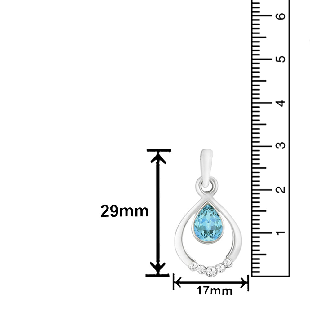 Valentine Gift Pretty Blue Drop Pendant with Crystals