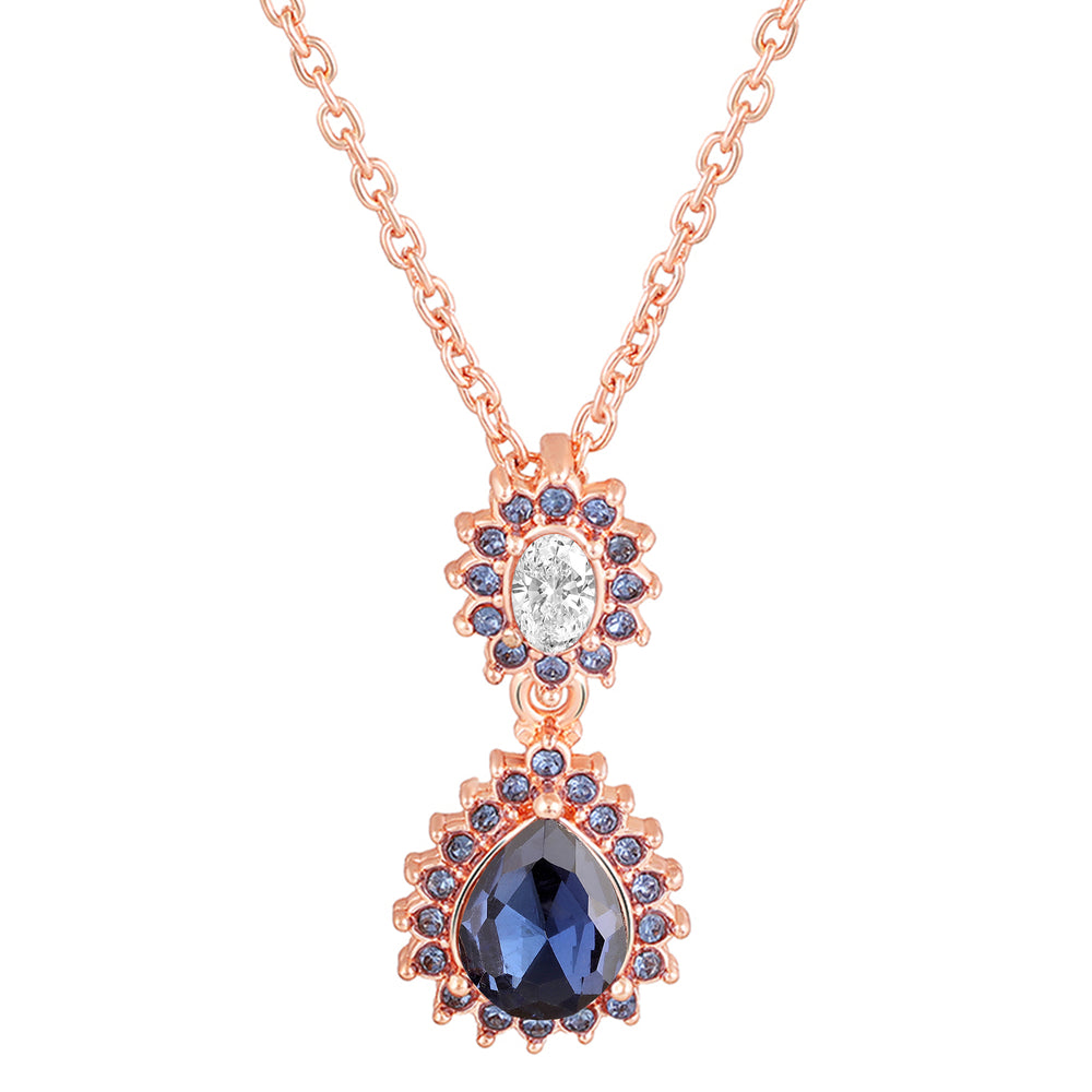 Elegant Teardrop Green & Red Crystals Pendant
