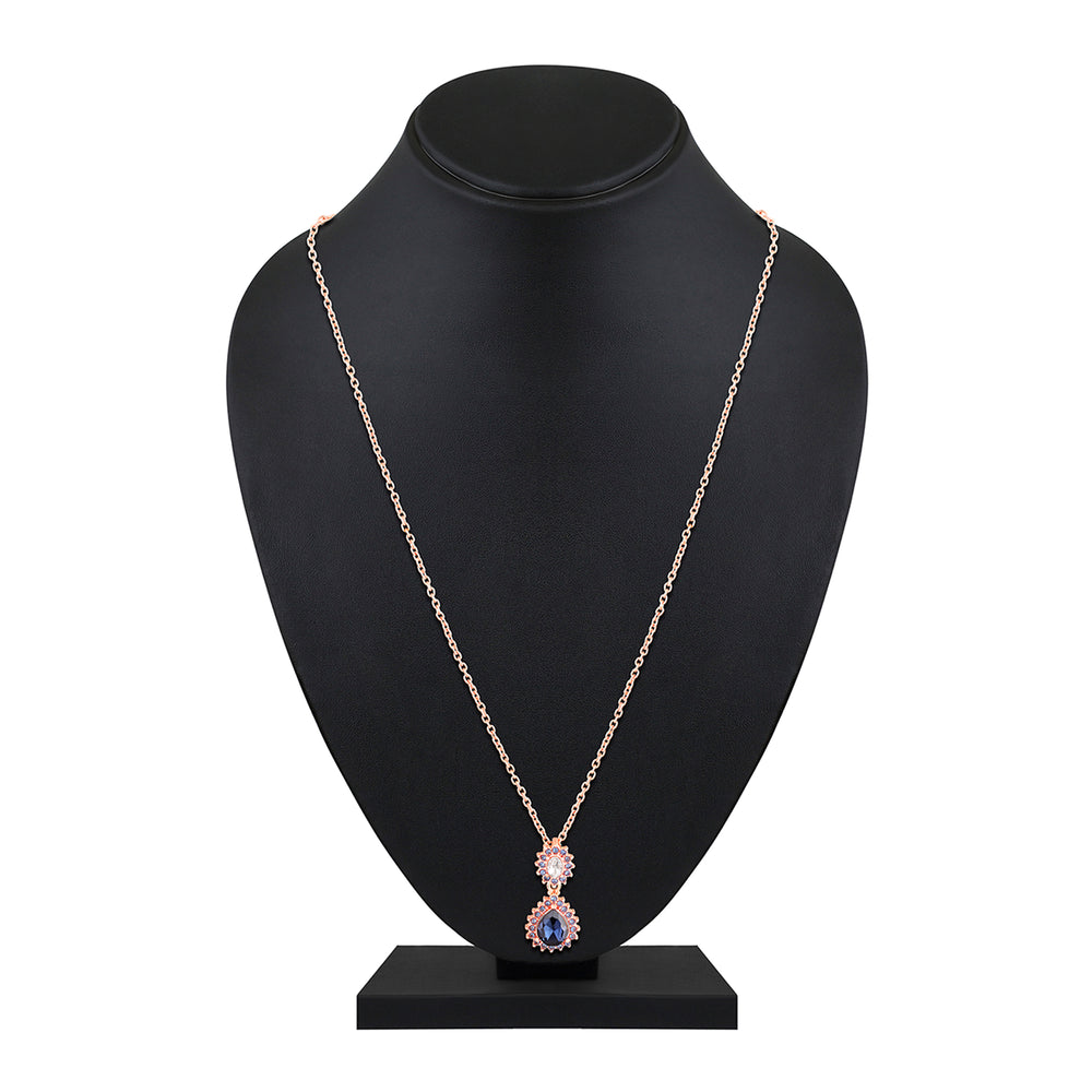 Elegant Teardrop Green & Red Crystals Pendant
