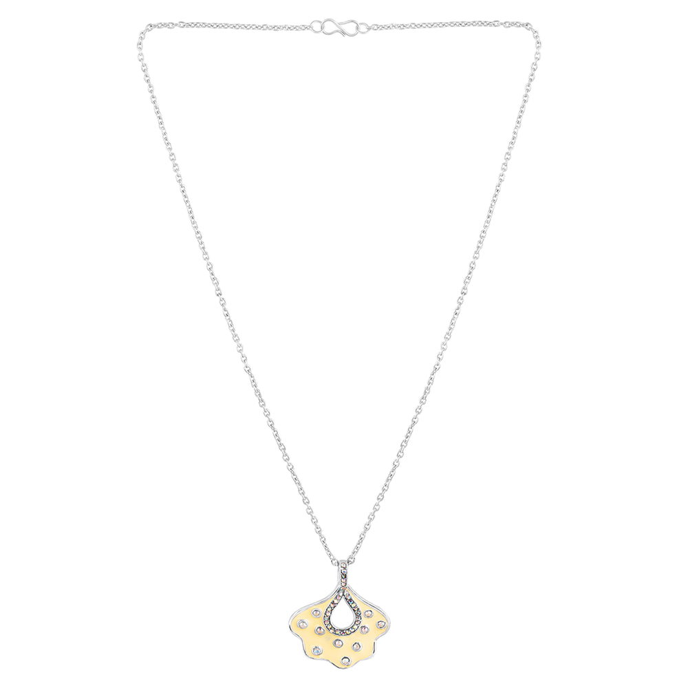 Green Meenakari Work Floral-Fan Shape Pendant