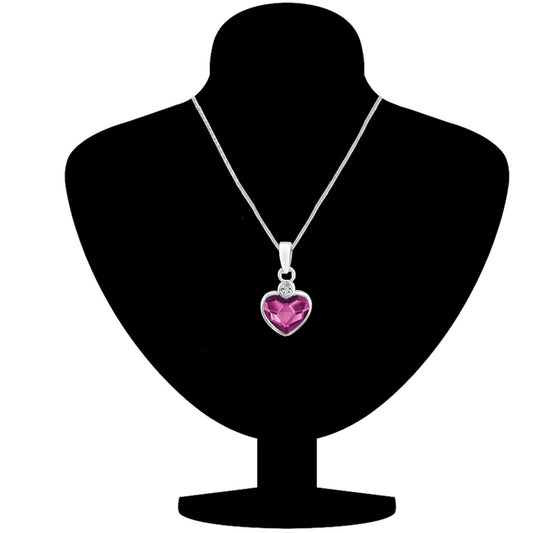 Valentine Gift Fushia Purple Heart Pendant with Swarovski Crystals