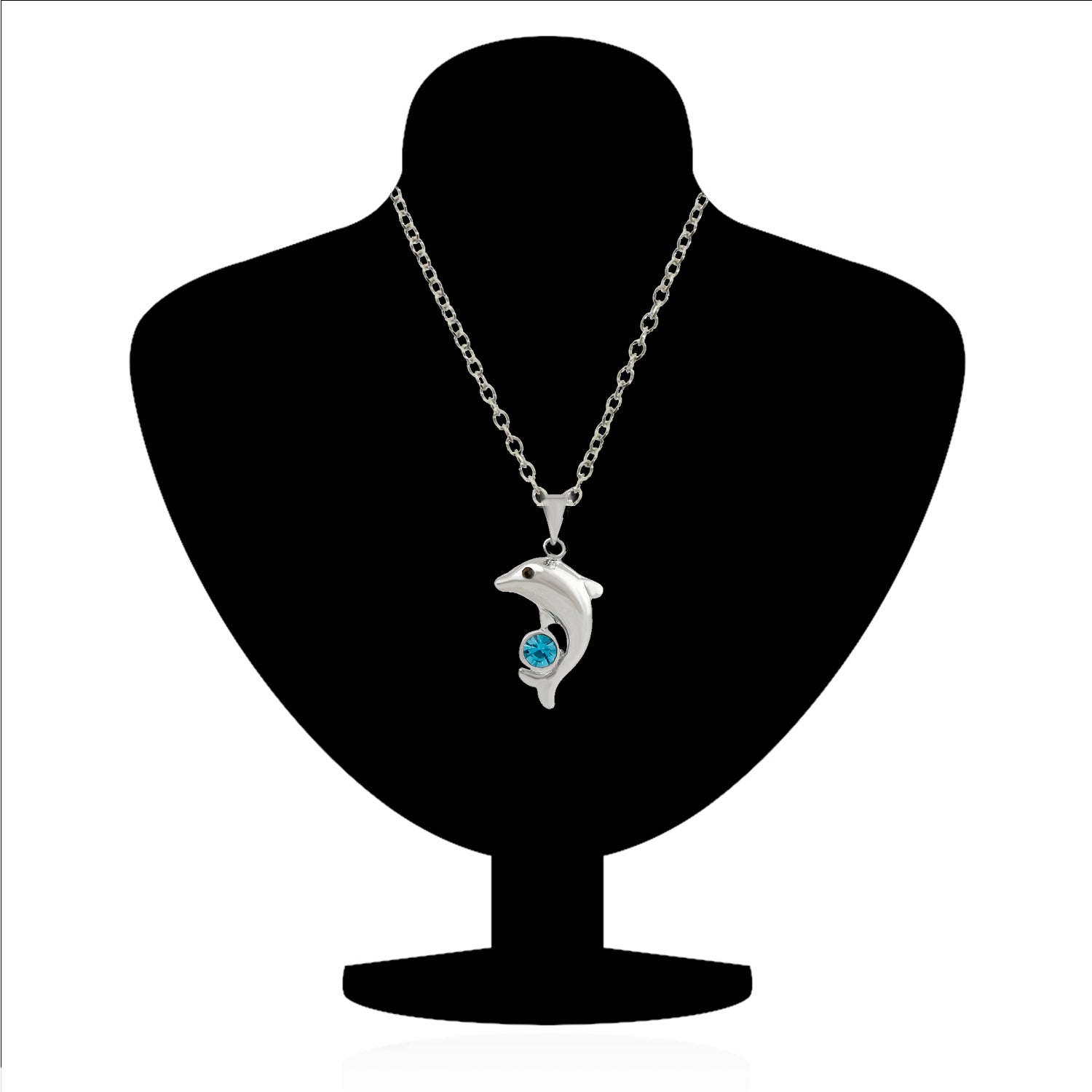 Diving Dolphin Blue Crystal Pendant