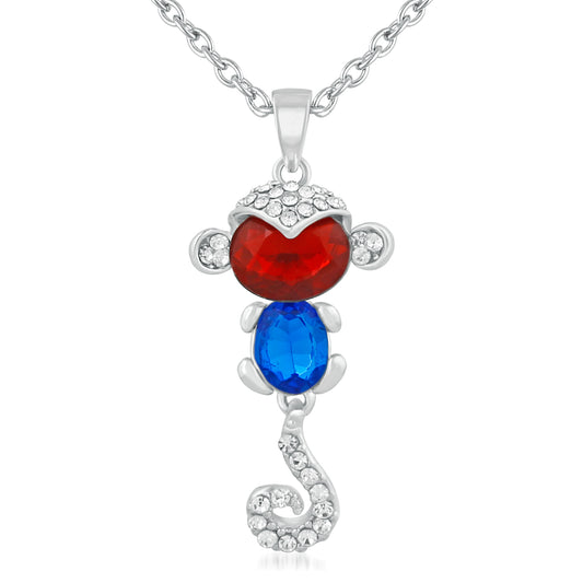 Multicolour Crystal Monkey Pendant