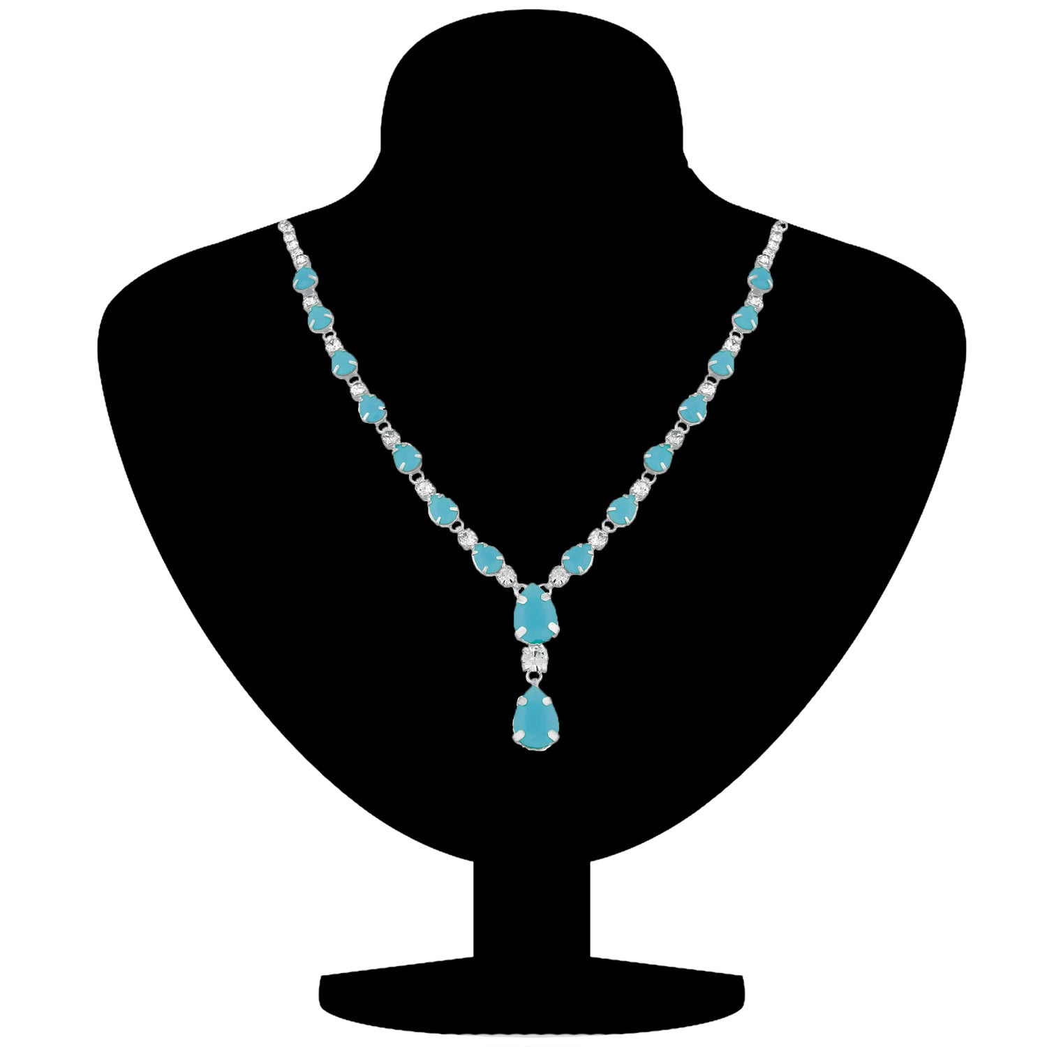 Exquisite Designer Blue Crystal Necklace