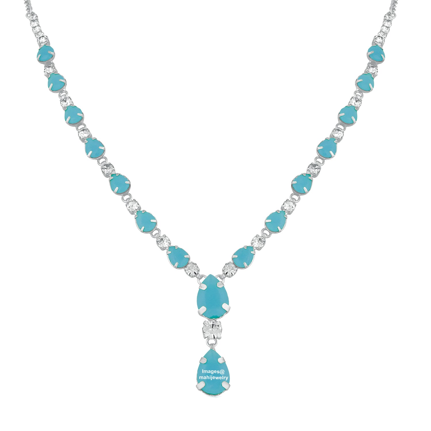 Exquisite Designer Blue Crystal Necklace