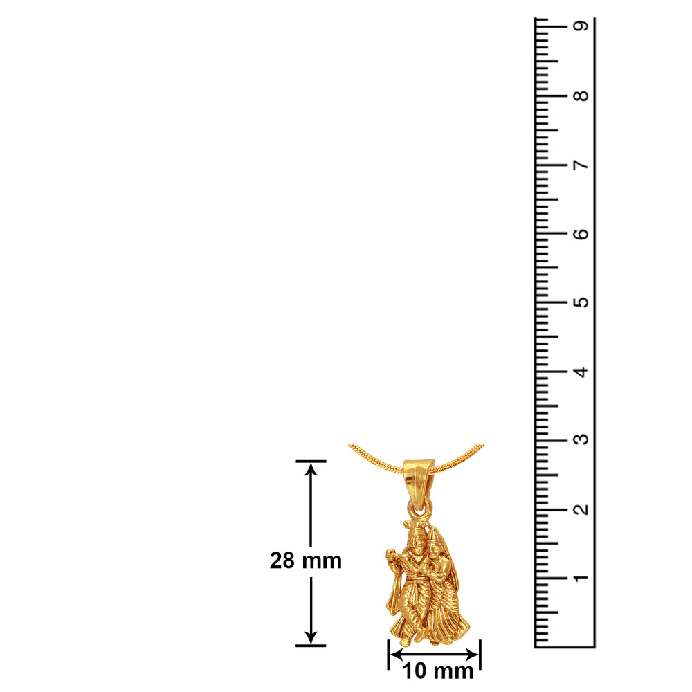 Radha Krishna Gold Plated Religious God Pendant with Chain