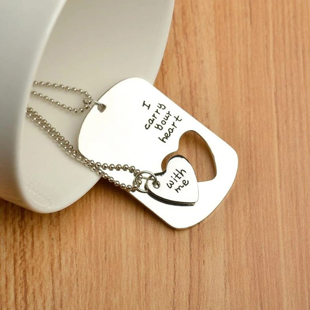 Long Distance Relationship I Carry Your Heart with Me Couple Pendant