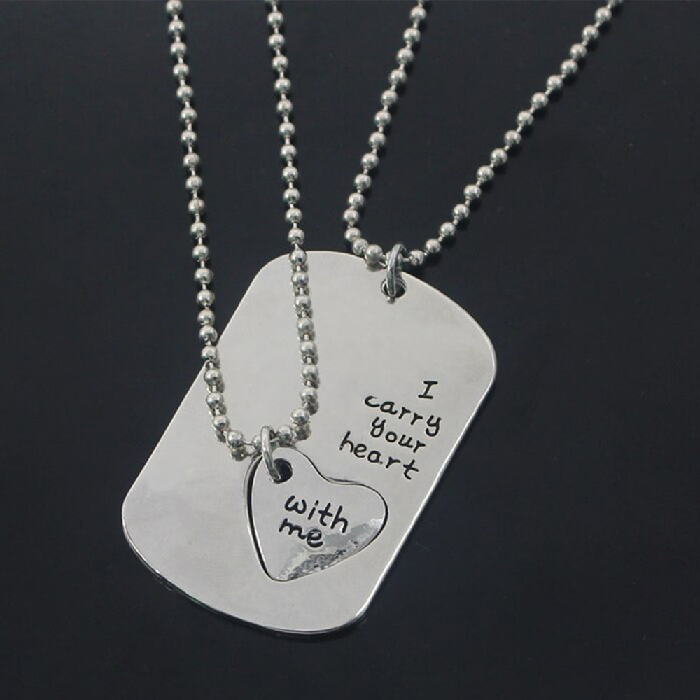 Long Distance Relationship I Carry Your Heart with Me Couple Pendant