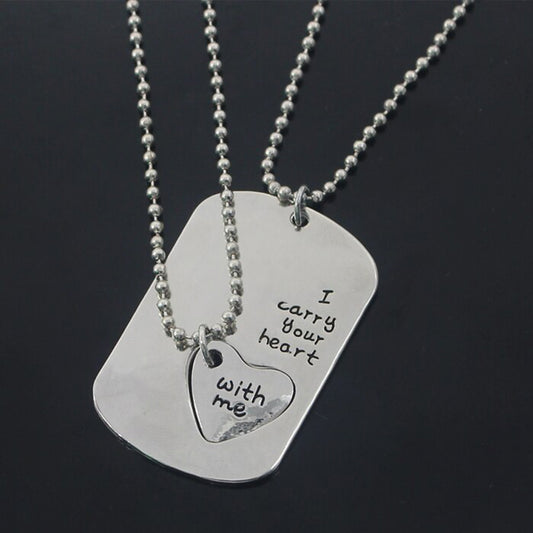 Long Distance Relationship I Carry Your Heart with Me Couple Pendant