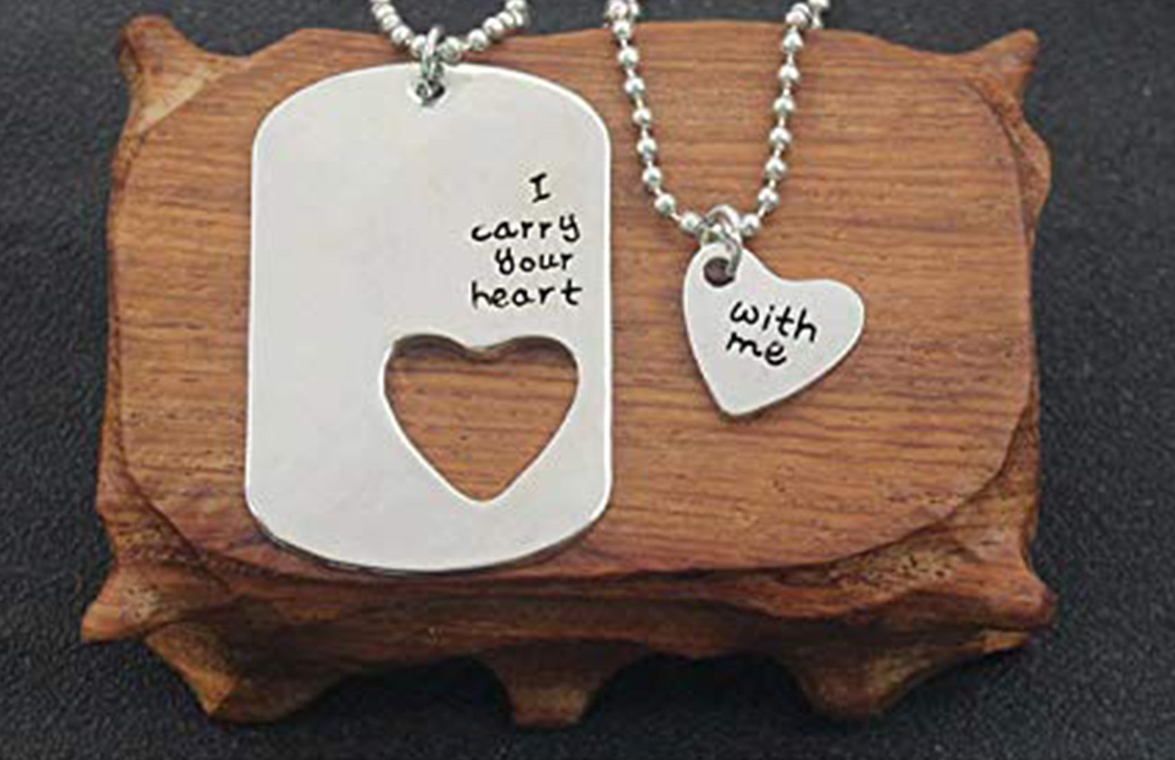 Long Distance Relationship I Carry Your Heart with Me Couple Pendant