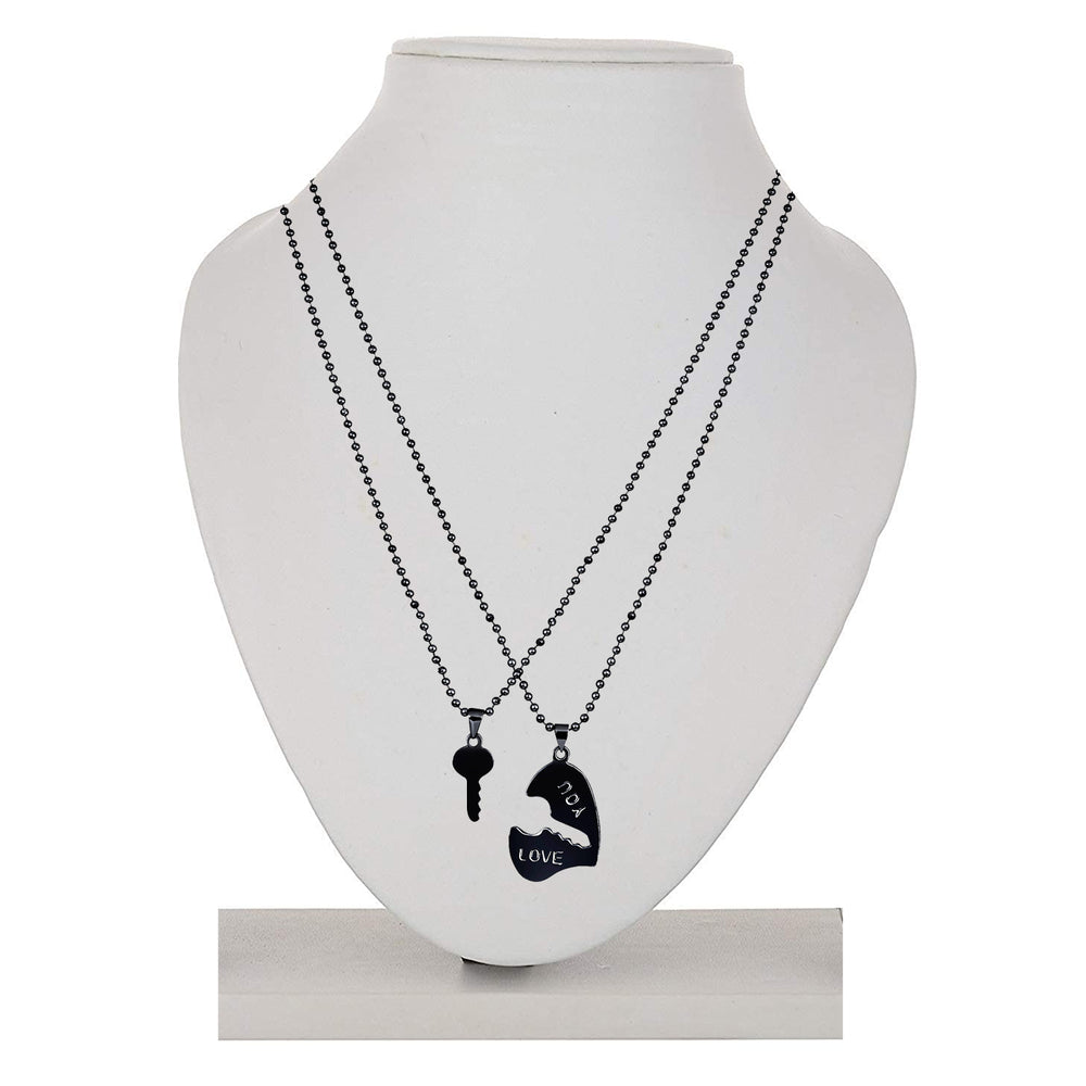 Eternal Love Heart and Key Couple Pendant